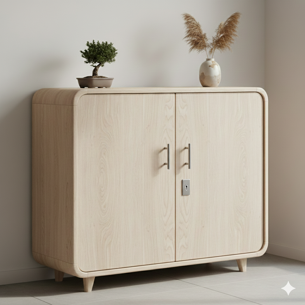 Premium Rounded Shoe Cabinet with Legs | 4 ft Wide | 16–18 Pair Capacity - Drizz