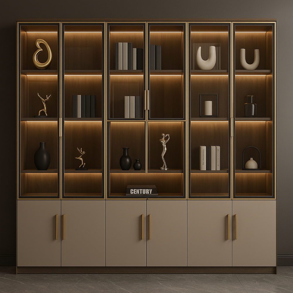 Luxury Glass-Profile Crockery & Display Unit with LED Lighting - Drizz