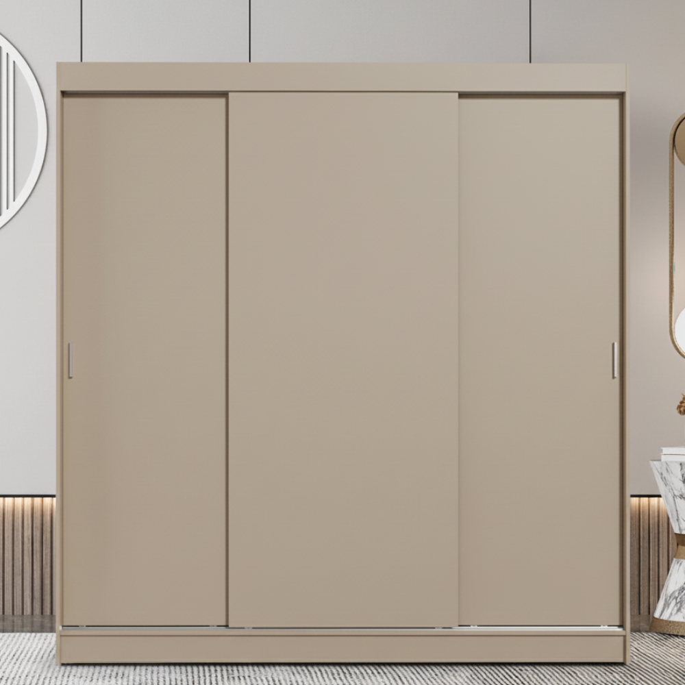 3 Door Sliding Wardrobe | 8 ft Wide | Minimal Modern Design - Drizz