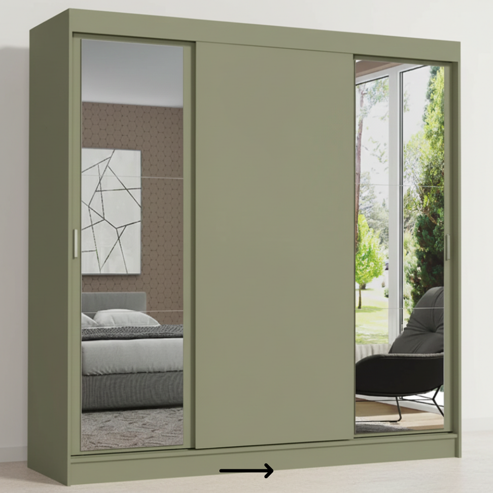3 Door Sliding Wardrobe | 8 ft Wide | Single or Double Mirror Option