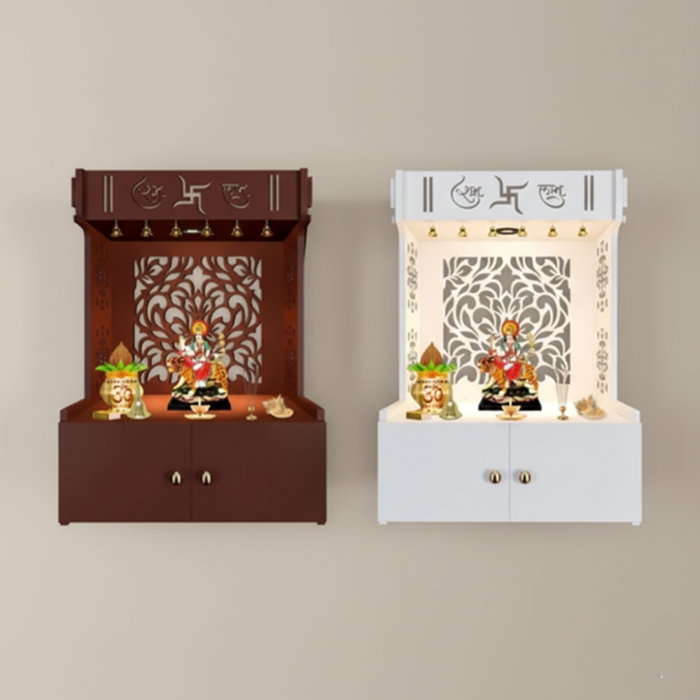 CNC Cut MDF Temple Unit with Floral Back Panel & Warm LED Backlighting - Drizz