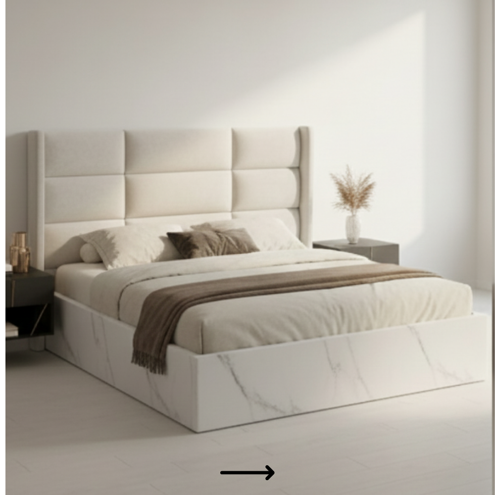 Premium upholstered headboard with 3 inch foam cushioning and fabric upholstery - Drizz