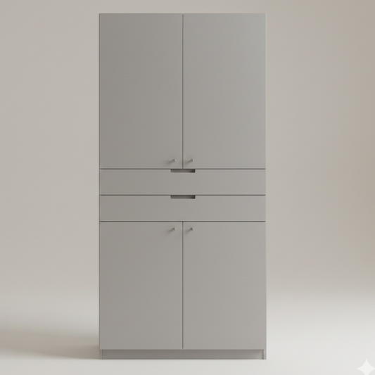 2 Door Wardrobe with Drawer | Minimal Design | 4 ft Wide - Drizz