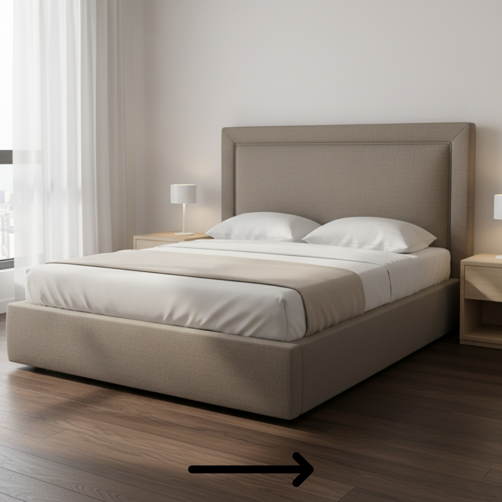 Fully Upholstered Panel Bed with Optional Manual Storage | Queen  - Drizz