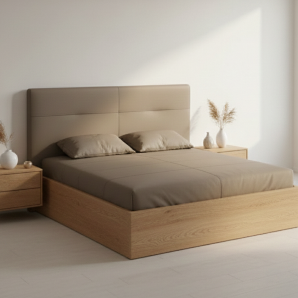 Minimal Upholstered Headboard Bed - Drizz
