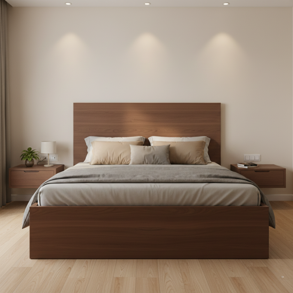 Minimalist All-Laminate Panel Bed | Single, Queen & King | Optional Storage - Drizz
