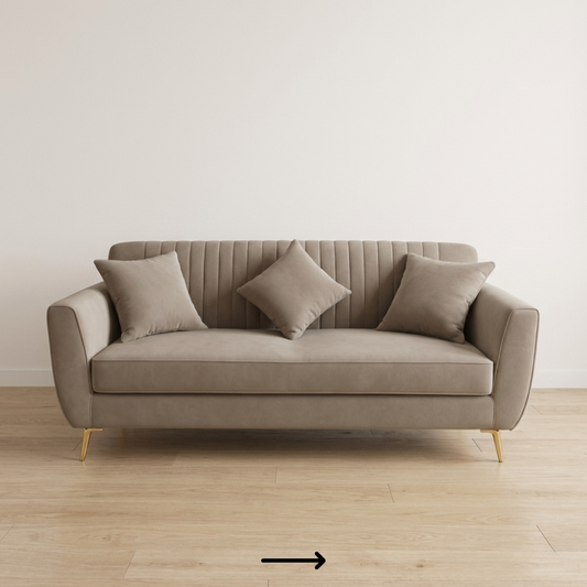 Minimalist fabric sofa with subtle quilted backrest and straight modern silhouette - Drizz