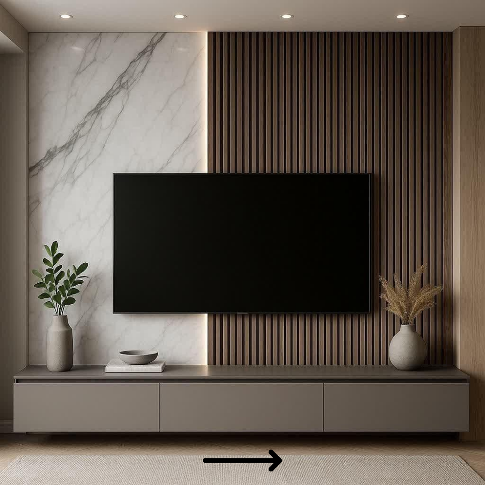 Modern TV Wall Panel with Fluted Design - Drizz