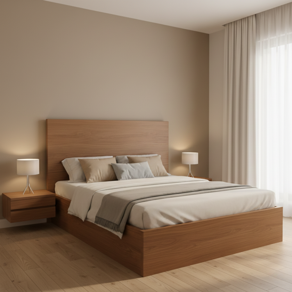 Minimalist All-Laminate Panel Bed - Drizz