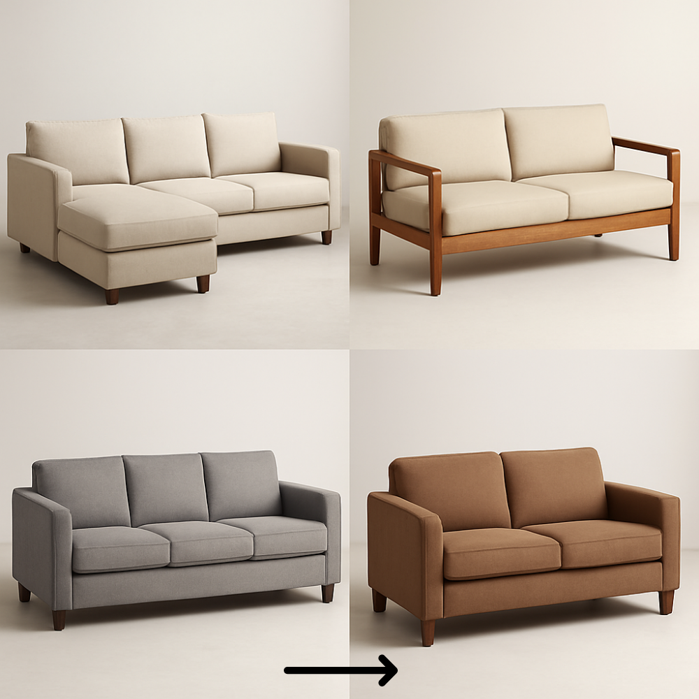 Normal Sofa Re-Upholstery → No stitching, plain back - Drizz
