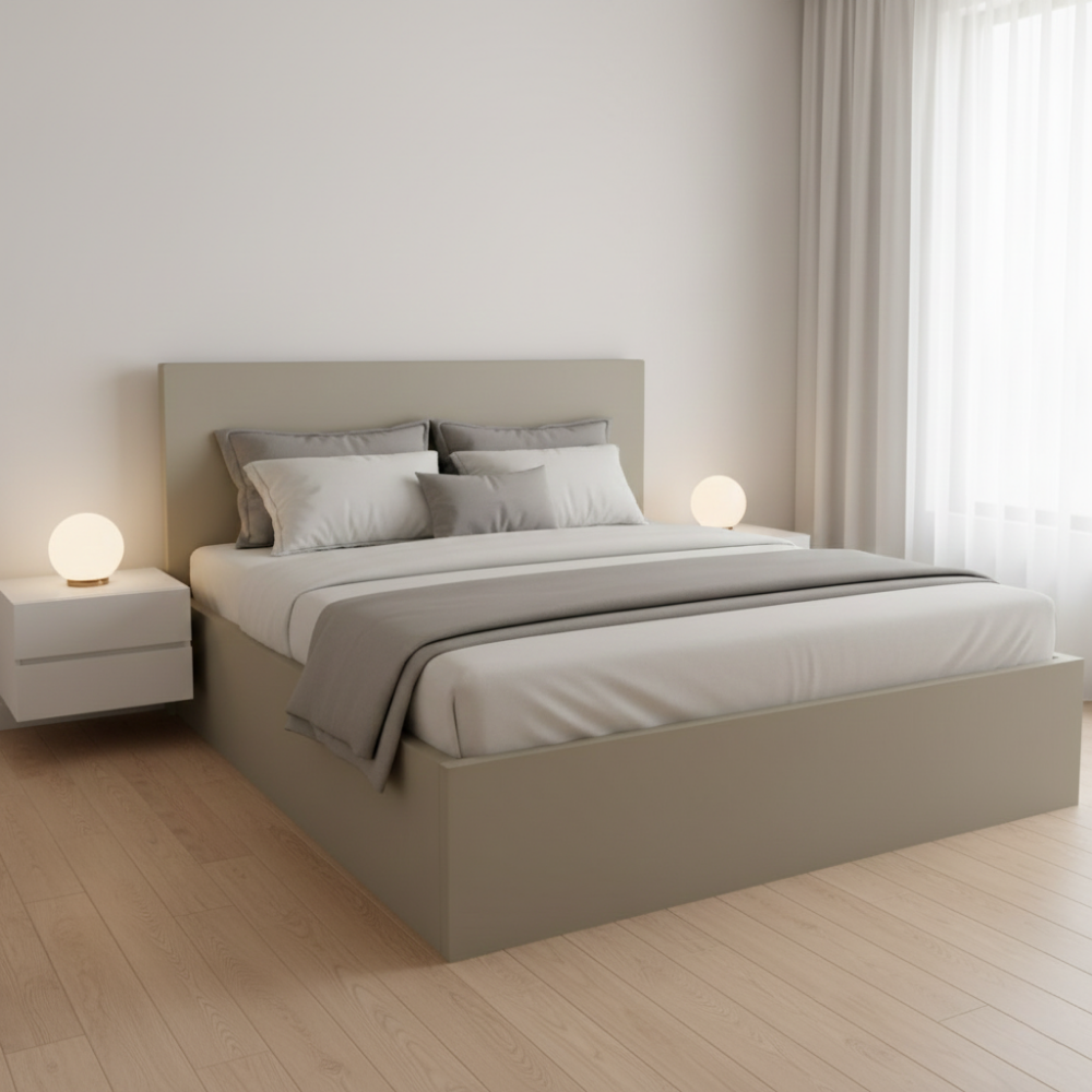 Minimalist All-Laminate King & Queen  Size Panel Bed - Drizz