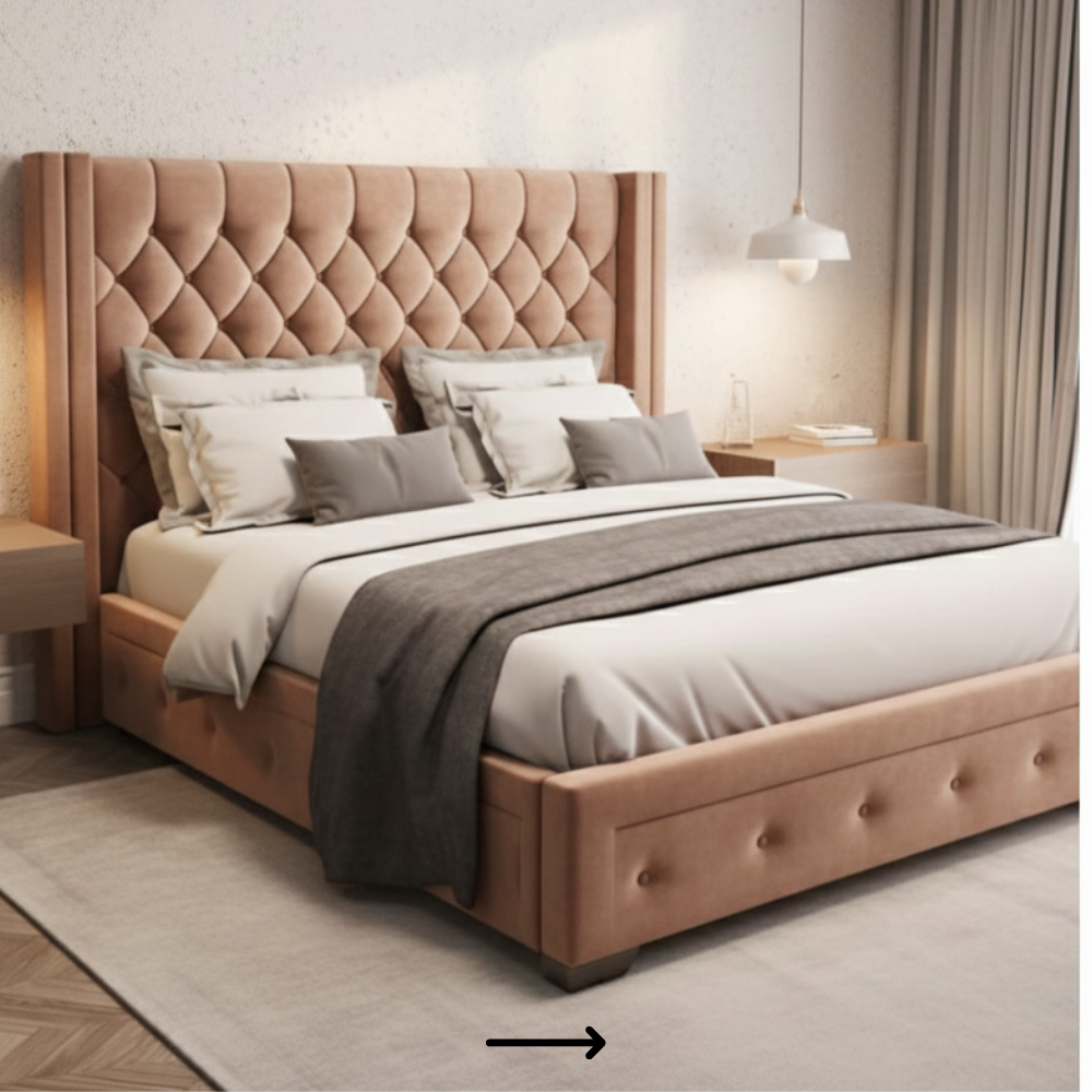 Luxury Fully Upholstered Panel Bed - Drizz