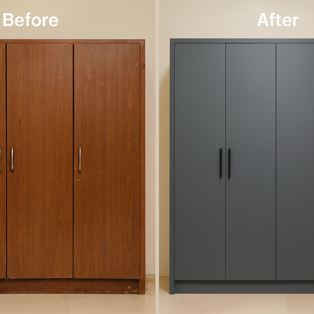 Wardrobe Makeover – Laminate Replacement + Hardware Change - Drizz