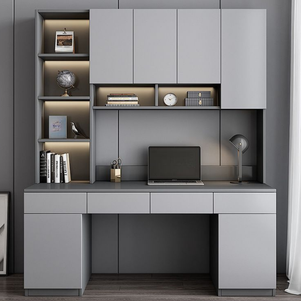 Smart Study Wall System with Desk, Closed Storage & Display Shelves - Drizz