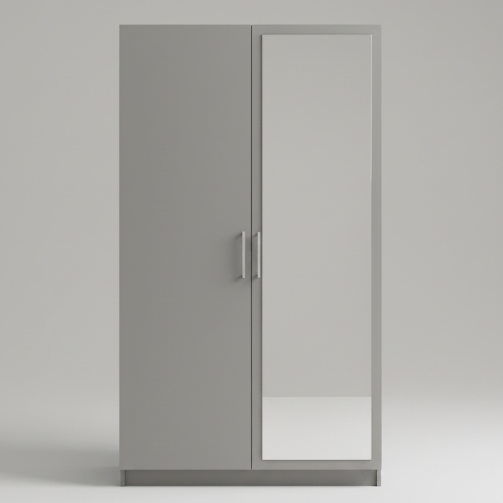 2 Door Mirror Wardrobe – Minimal Design | 4 ft Wide - Drizz