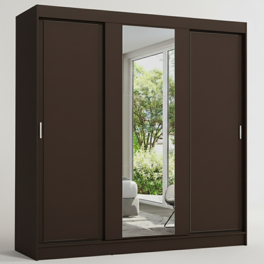 3 Door Sliding Wardrobe | 8 ft Wide | Single or Double Mirror Option