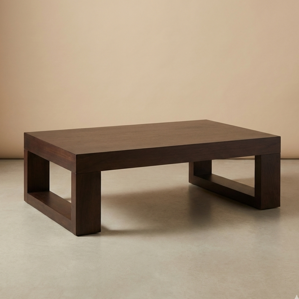 Minimal Rectangular Coffee Table with Open Frame Base - Drizz