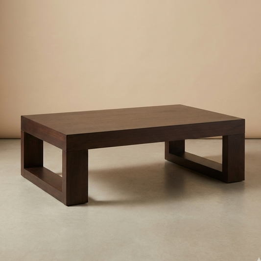 Minimal Rectangular Coffee Table with Open Frame Base - Drizz