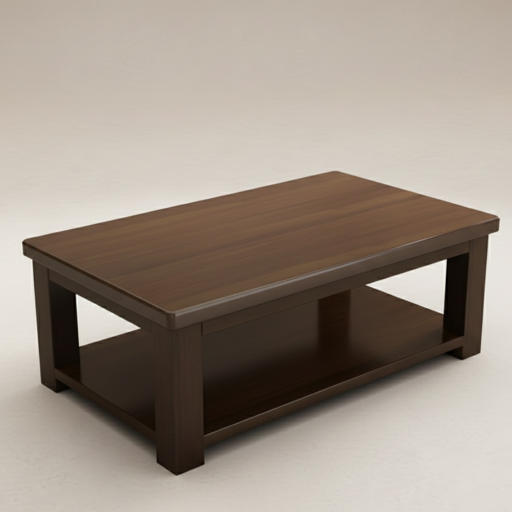 Modern Rectangular Coffee Table with Lower Shelf - Drizz
