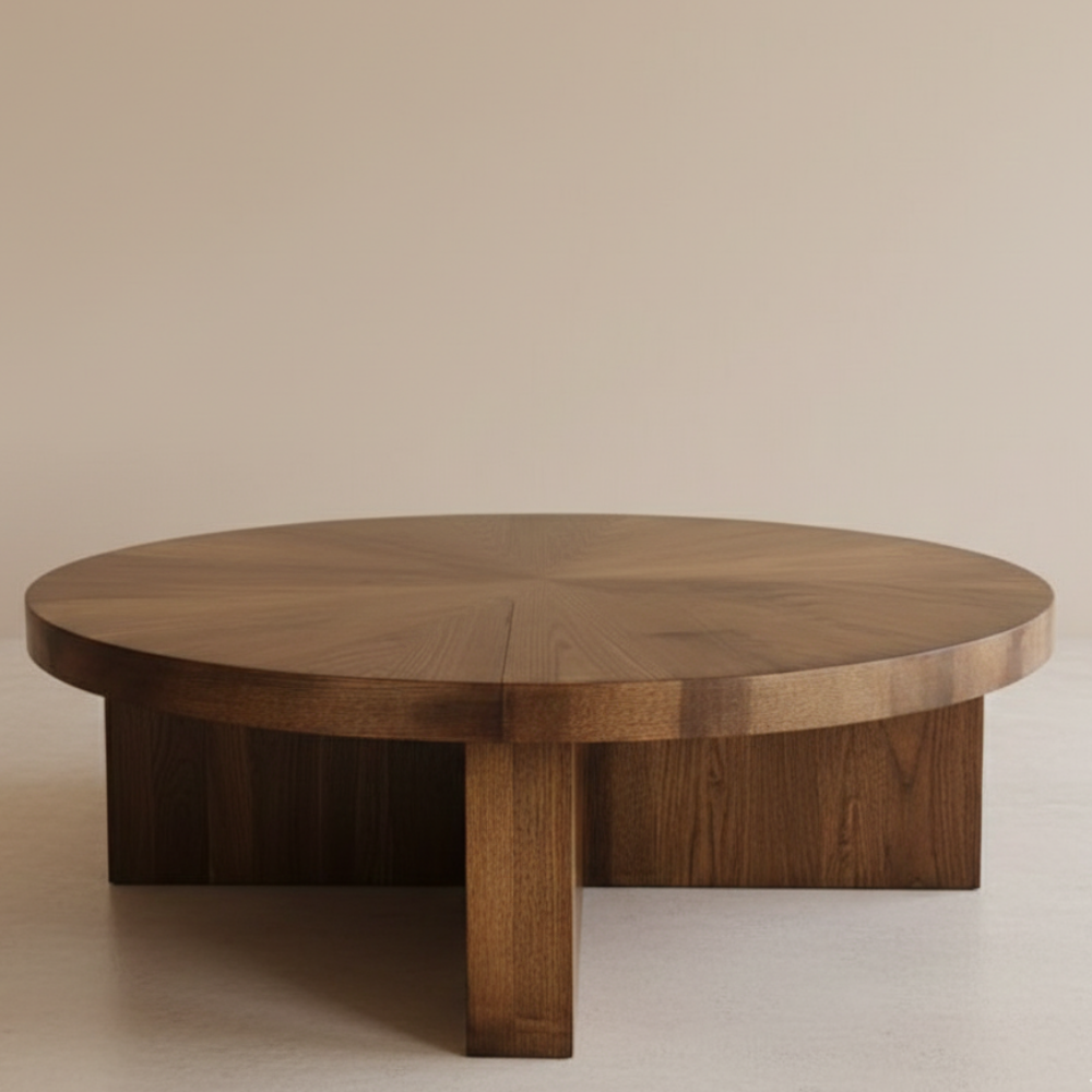 Round Wooden Coffee Table with Two-Tier Design  - Drizz