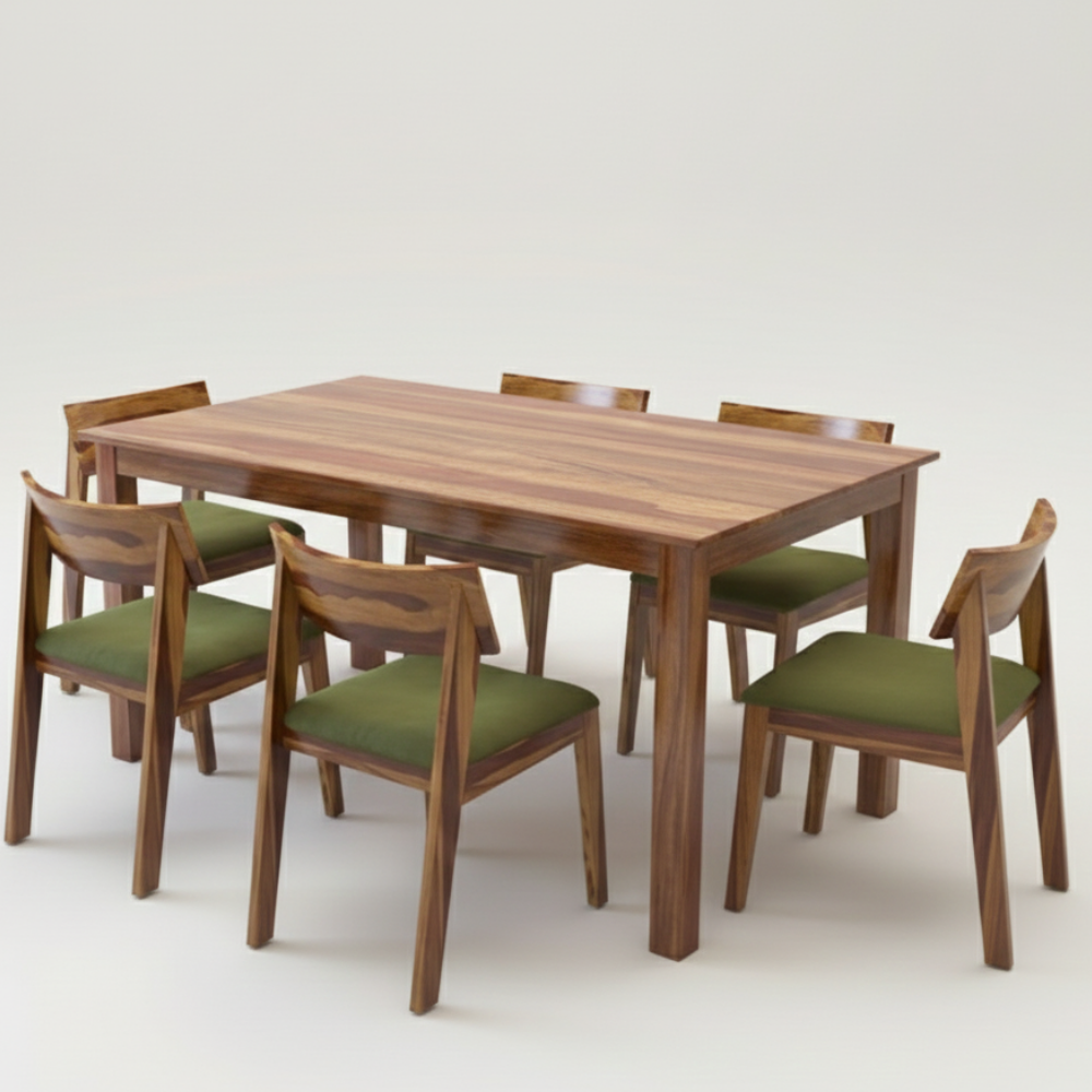 Solid Wood Dining Table Set | 4 & 6 Seater Options | Modern Design with Cushioned Chairs - Drizz