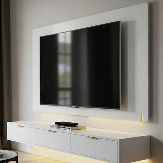 Floating Media Console with Backlit Panel - Drizz
