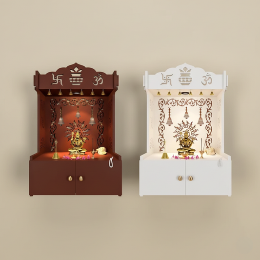 MDF Temple Unit with Ornamental CNC Cut Design and Warm LED Backlighting - Drizz