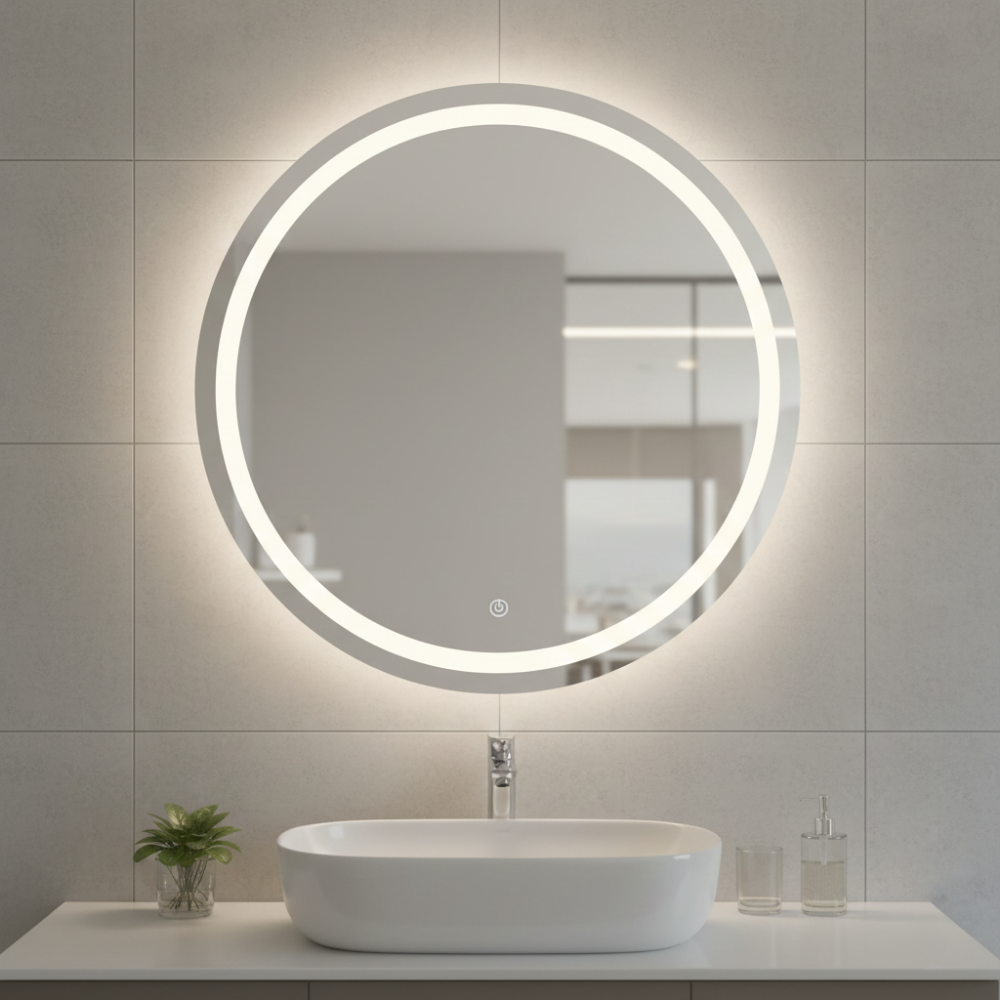 Round LED Bathroom Mirror with Dual Illumination (Front + Back Glow) - Drizz