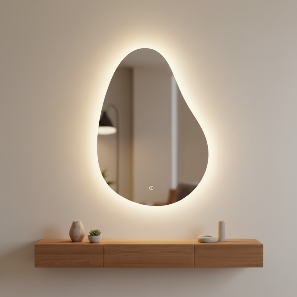 Organic Shape LED Wall Mirror with Backlight | Modern Designer Mirror - Drizz